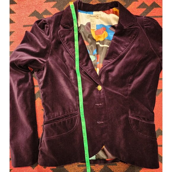 NEW Vintage Forever Velvet Blazer Purple, Gold Buttons Large - Picture 11 of 16